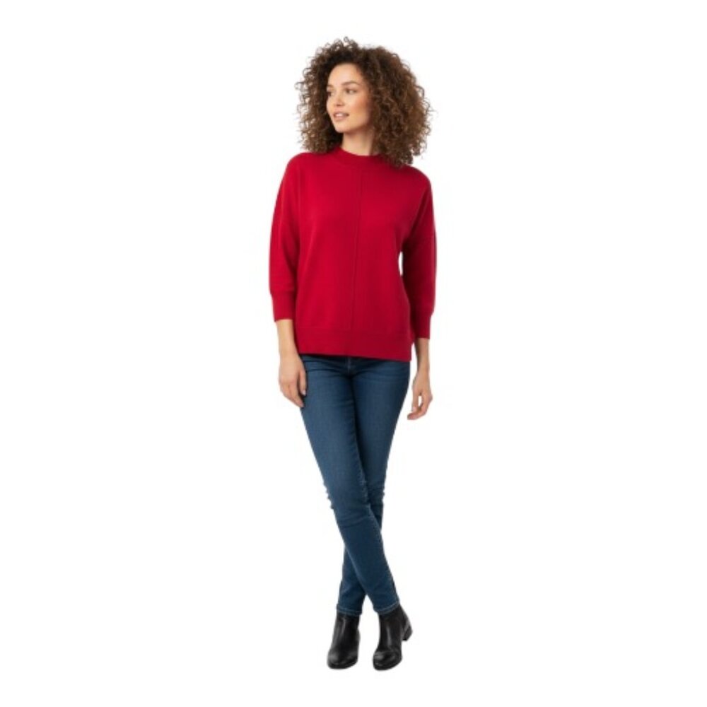 Animale Medium Red Mock Neck Merino Wool Sweater